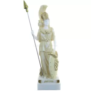 Statue Ancient Greek Goddess Athena Alabaster 10" - 24cm Cast Marble Mythology - Picture 1 of 10
