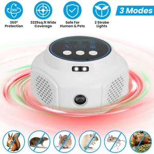 Mouse Repellent 360° Ultrasonic Rat Deterrent Repeller for Mice Squirrel Removal - Picture 1 of 39