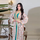 Luxury Abaya Women Muslim Open Cardigan Maxi Dress Set Dubai Dress Arab Gown