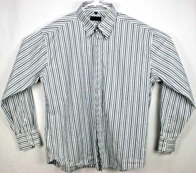 Camisa para hombre Ben Sherman talla 4/XL L/S botón blanco/púrpura/gris turquesa rayas Foto 1 de 4