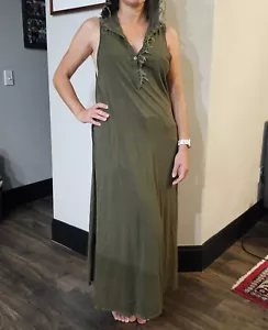 1/2 DE DESCUENTO We The Free People túnica verde con capucha maxi vestido hippie lindo - Imagen 1 de 9