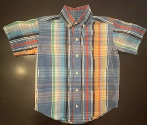 Boys Ralph Lauren Polo Check Button Down Short Sleeve Dress Shirt Sz 4T EUC - Picture 1 of 3