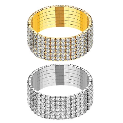 Brazalete brazalete elástico con estrás de cristal para mujer regalo nupcial de boda Foto 1 de 4
