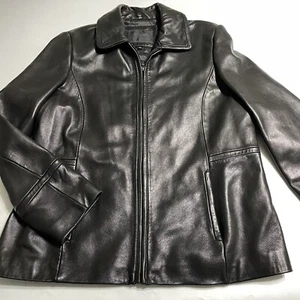 Avanti New York Women’s Soft Black Leather Jacket Size XL Buttons - Picture 1 of 10