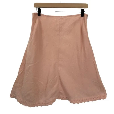 Falda Aline vintage de lino rosa años 90 Preppy mediana United Colors Of Benetton para mujer Foto 1 de 4