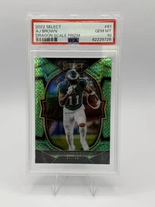 💥AJ Brown 2022 Panini Select Dragon Scale Prizm Concourse /89 PSA 10 Gem Mint💥 - Picture 1 of 2
