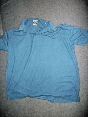 Great American Originals Polo Shirt Mens XL Blue Point Collar Short Sleeve Solid - Image 1 of 4