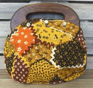 Vintage Banner Haus Handtasche Patchwork Hippie 80er Holz Perlen Knöpfe - Bild 1 von 6
