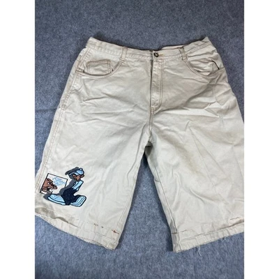 VINTAGE 90s Raw Blue ABR Shorts Mens 40 Khaki Keep On Dog Hiphop Baggy Jorts - Image 1 of 4