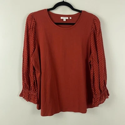 Blusa Chicos Texturizada Manga Abullonada Talla 3 US XL Rojo Ladrillo Foto 1 de 4