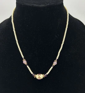 "Collar de perlas de imitación 1928 con cuentas nuevo stock antiguo con etiquetas vintage 16"" EE. UU. - Imagen 1 de 5