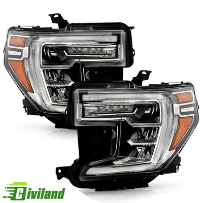 For 2019-2021 GMC Sierra w/ LED Turn Signal Full LED Headlights Headlamps RH+LH - Изображение 1 из 4