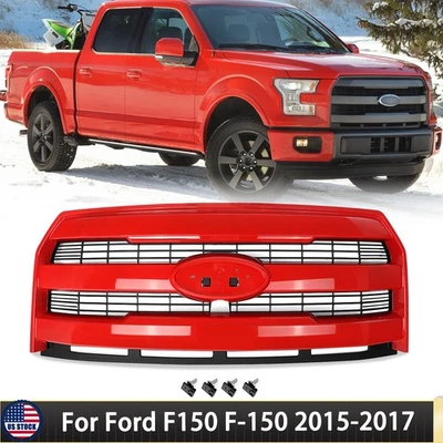 Race Red Front Grille w/ Camera Hole For 2015 2016 2017 Ford F150 F-150 Lariat - Image 1 of 4