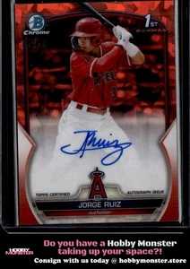 2023 Bowman Sapphire Jorge Ruiz Orange Auto #/25 Los Angeles Angels - Bild 1 von 2