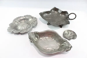 Pewter Art Nouveau Fruit Dishes Antique Foliage Detailing 1684g - Picture 1 of 5