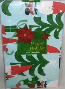 Christmas Vinyl Tablecloth 52"x70" Oblong HOLIDAY GNOMES - Picture 1 of 1
