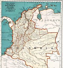 1939 Colombia Map Bogota Medellin Cali Popayan Cartagena Magdalena Narino 