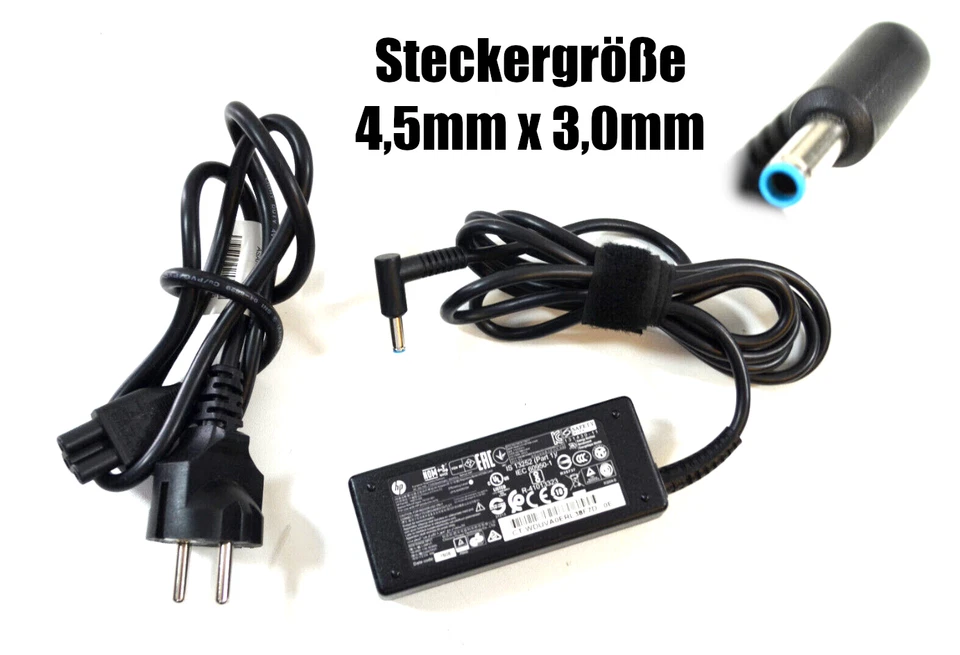 Original HP 45W (Blaue Spitze) 19,5V 2,31A AC Adapter Netzteil mit Stromkabel - Bild 1 von 3