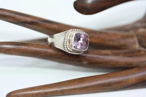 Vintage Glam Designer Damen 2 Karat Amethyst 925 Sterlingsilber Uhr Ring Gr. 6 - Bild 1 von 14