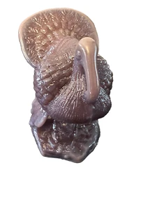 Mosser Glass -Eggplant Purple Turkey Solid Glass Figurine Thanksgiving 2.5" tall - Picture 1 of 8