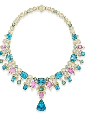 Impressive 225CT Multi Shape Lab-Created Dimaonds Luxury Wedding Necklace Jewelr - Image 1 of 4
