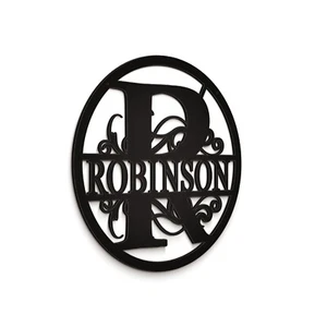 Personalized Circle Monogrammed Family Name Sign Aluminum Metal Art Wall Decor - Picture 1 of 343