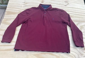 Joules 1/4 Button Down Long Sleeve Polo Shirt Burgundy Sz. L - Picture 1 of 5