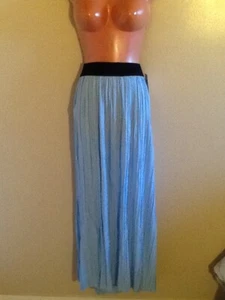 Maxi falda larga completa plisada azul liso talla grande para mujer 1X 2X 3X - Imagen 1 de 3