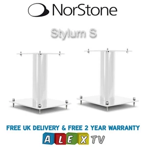 Par de soportes de altavoces Norstone STYLUM S 28 cm blanco satinado acero universal - Imagen 1 de 7