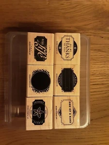 Stampin' Up! Holzstempelset 6-teilig 'Designer Label' rar - Bild 1 von 2