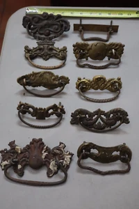 10 Antique Different Victorian Brass Ornate Dresser Drawer Pulls 3" center #433 - Picture 1 of 6