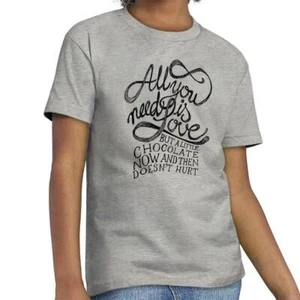 All You Need Is Love Chocolate Funny Gift Girls Youth Crewneck T Shirts Tees - Picture 1 of 9