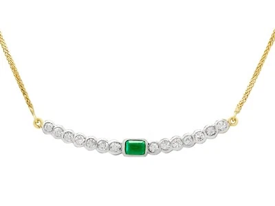 Vintage 0.44Ct Emerald and 1.54Ct Diamond 18k White Gold Necklace Circa 1980 - Image 1 of 4