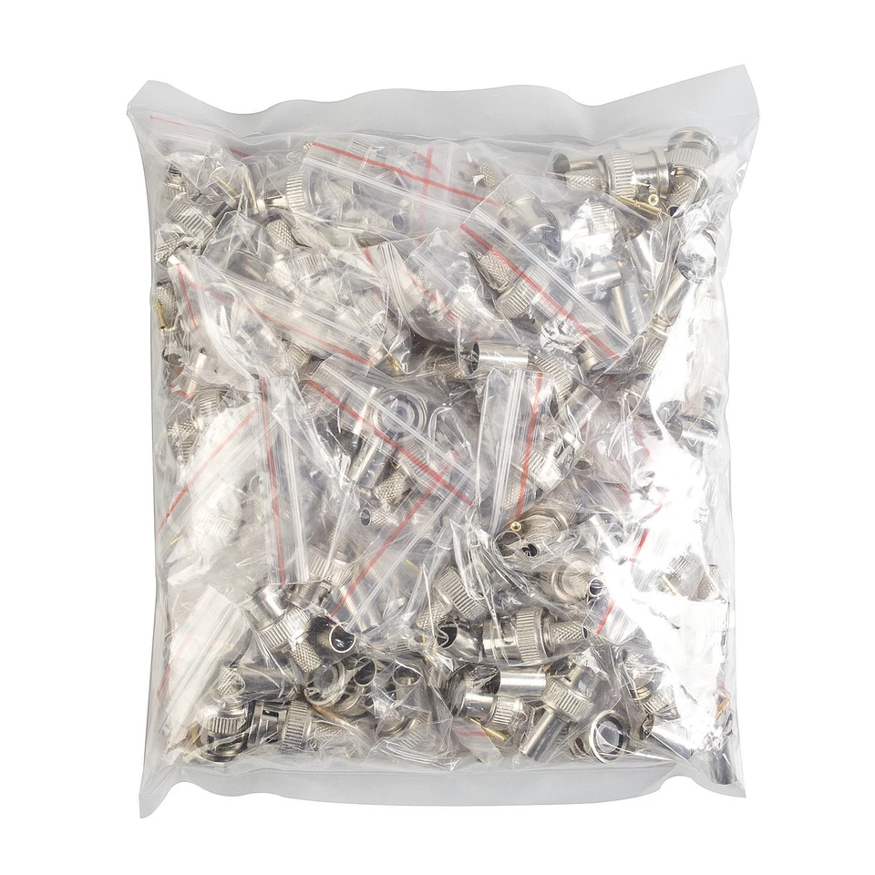 100x RG59 BNC Crimp On Connector CCTV Camera DVR Monitor Coax Video Cable Plug - Image 1 of 4