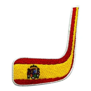 Hockey stick Spain flag patch NHL patch Embroidery Iron on Sew on patch 9x6.5cm - Picture 1 of 1