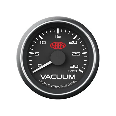 SAAS 30 In-Hg Vacuum Gauge Black Dial Face 52mm Muscle Series - Image 1 of 4