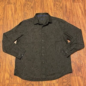 Tasso Elba Mens Shirt Size L Black Long Sleeve Paisley Button Up Professional - Picture 1 of 15