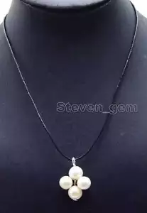 Collana in pelle grande 10-11 mm patata bianca naturale 4 pezzi ciondolo perle 18"-5924 - Foto 1 di 4