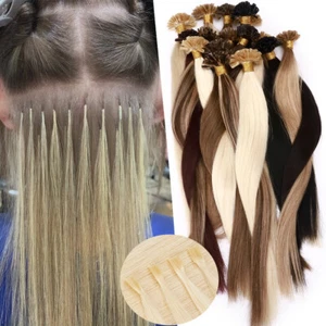 U Tip Hair Extensions Remy Real Human Hair Nail Keratin Tip Hot Fusion for Women - Picture 1 of 24