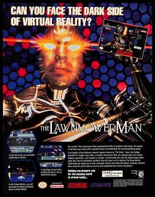 1994 The Lawnmower Man Retro Video Game PRINT AD Super Nintendo - Image 1 of 4