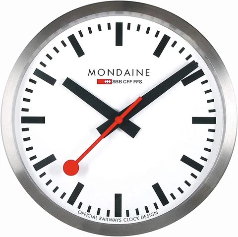 Mondaine A995.CLOCK.16SBB Wall Clock DEFECTIVE Stainless Steel Case Mineral Cover