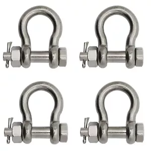 CLEARANCE!!   4PC M8 Anchor Shackle Stainless Steel Shackle 5/16 D Ring Shackle - Picture 1 of 8