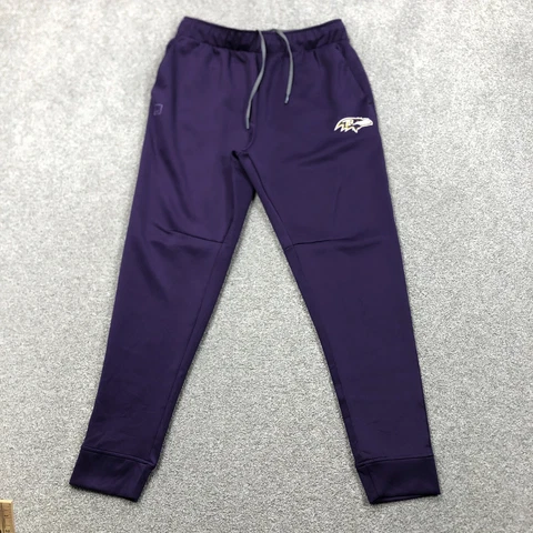 Baltimore Ravens Sweatpants Men Large Purple Joggers Tapped Leg Pants Snug Fit Cover
