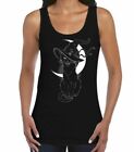 Black Witches Cat with Hat Halloween Womens Tank Vest Top