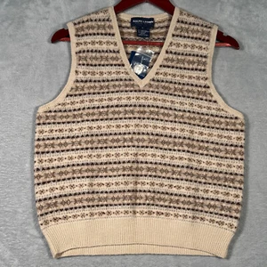 Ralph Lauren Golf Vest Large V Neck Lambswool Silk Alpaca Fair Isle Sweater - Picture 1 of 9