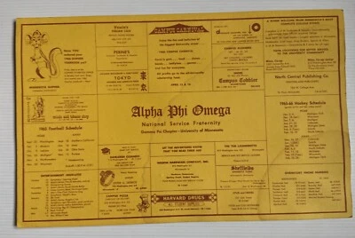 1965-66 U. of Minnesota Gophers Schedule Placemat - Football Hockey Basketball - Image 1 of 4