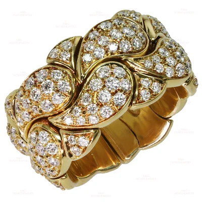 Anillo CHOPARD Casmir Completo Pavé Diamante Oro Amarillo 18k Puño Banda 6-6.5 Foto 1 de 4