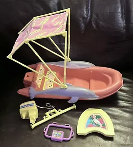 Barbie Hawaiian Fun Island Hopper Boat #7931 Dolphin Kickboard 1990 Mattel - Imagen 1 de 6