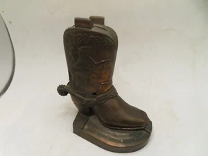Vintage ROY ROGERS Cowboy Boot Copper Metal COIN BANK no trap - Picture 1 of 6