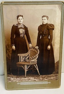 Quadro antico originale (foto reale) due donne vittoriane*24261o S104 - Foto 1 di 5
